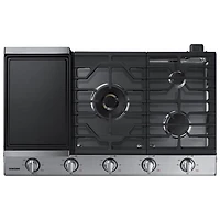 Surface de cuisson au gaz de 36 po à 5 brûleurs de Samsung (NA36N7755TS/AA) - Acier inoxydable
