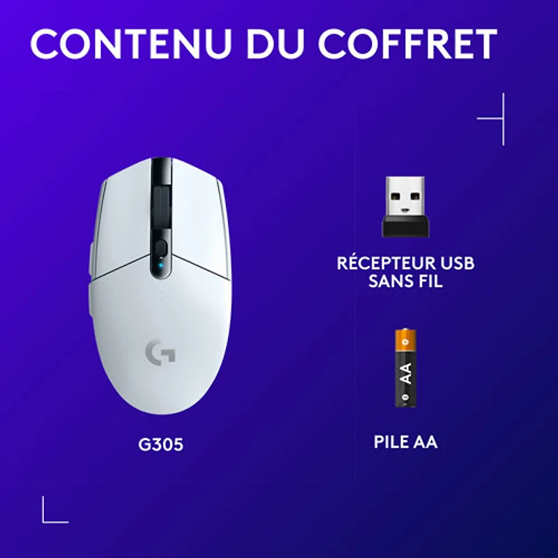 Souris de jeu optique sans fil de 12000 ppp G305 de Logitech