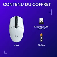 Souris de jeu optique sans fil de 12000 ppp G305 de Logitech