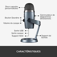 Microphone nano USB Yeti de Blue Microphones - Gris