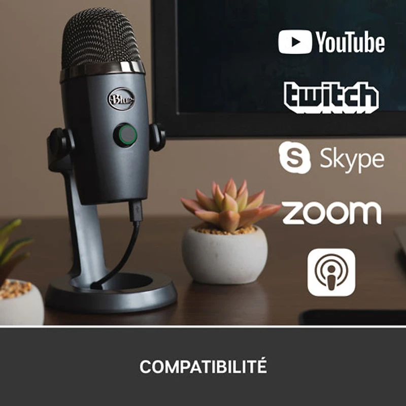 Microphone nano USB Yeti de Blue Microphones - Gris