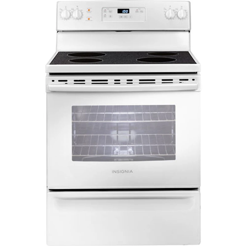 Cuisinière électrique 5 pi³ 30 po d'Insignia (NS-RNE4BMWH9-C)-Blanc sur blanc - Exclusivité Best Buy