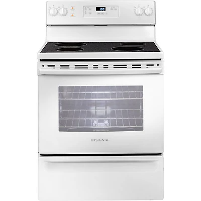 Cuisinière électrique 5 pi³ 30 po d'Insignia (NS-RNE4BMWH9-C)-Blanc sur blanc - Exclusivité Best Buy