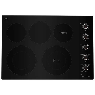 KitchenAid 30" 5-Element Electric Cooktop (KCES550HBL) - Black