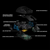 Logitech G PRO 25600 DPI Wireless Lightweight Optical Gaming Mouse - Black