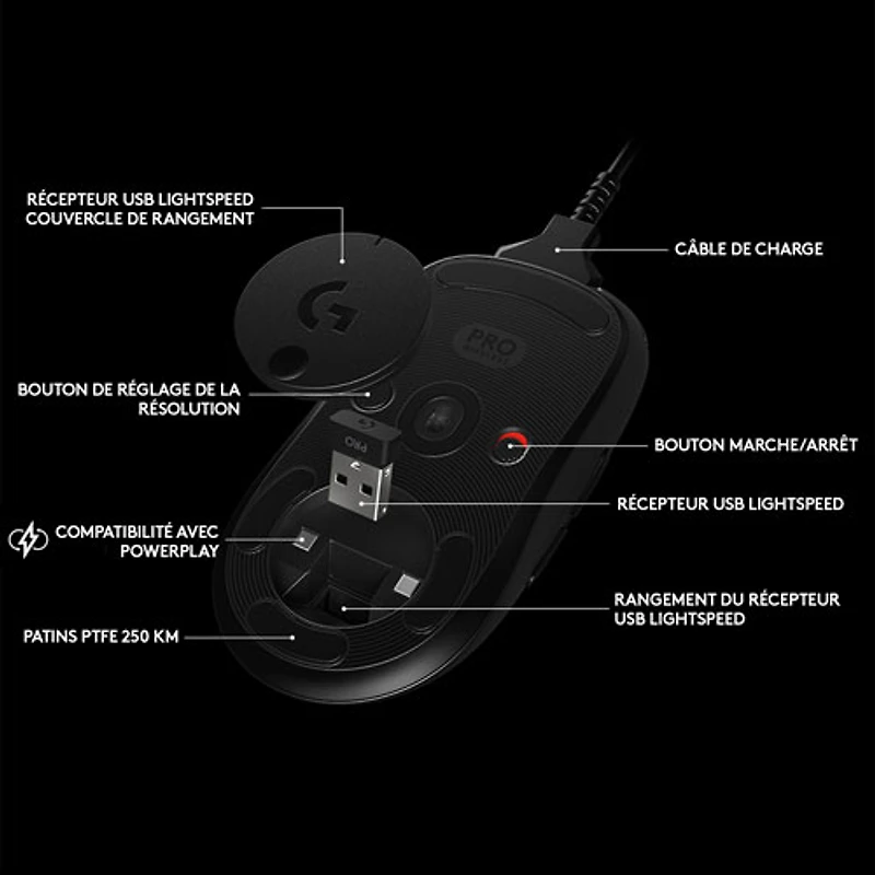 Logitech G PRO 25600 DPI Wireless Lightweight Optical Gaming Mouse - Black