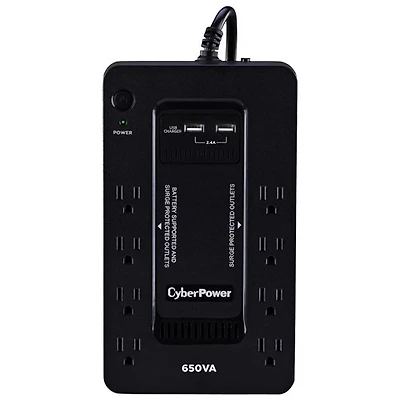 Système UPS d'alimentation sans coupure de 650 VA de CyberPower (SX650U-FC) - Noir