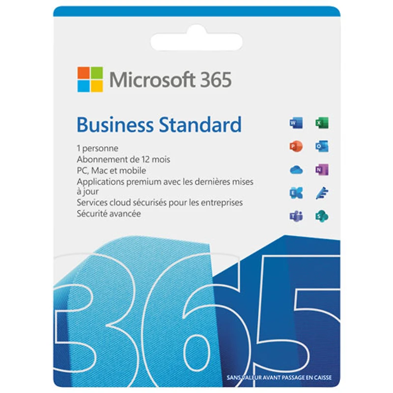 Microsoft 365 Business Standard (PC/Mac) - 1 utilisateur - 1 an - Téléchargement numérique