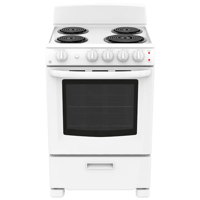 Cuisinière autonome à serpentins de 24 po avec four de 2,9 pi³ de GE (JCAS300DMWW) - Blanc