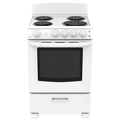 Cuisinière autonome à serpentins de 24 po avec four de 2,9 pi³ de GE (JCAS300DMWW) - Blanc