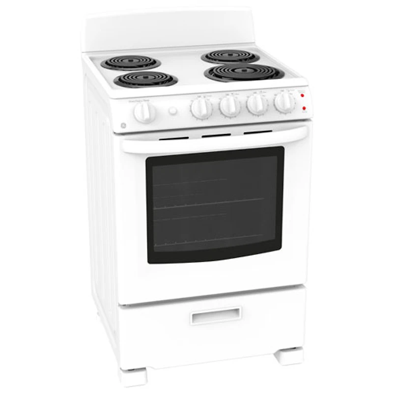 Cuisinière autonome à serpentins de 24 po avec four de 2,9 pi³ de GE (JCAS300DMWW) - Blanc