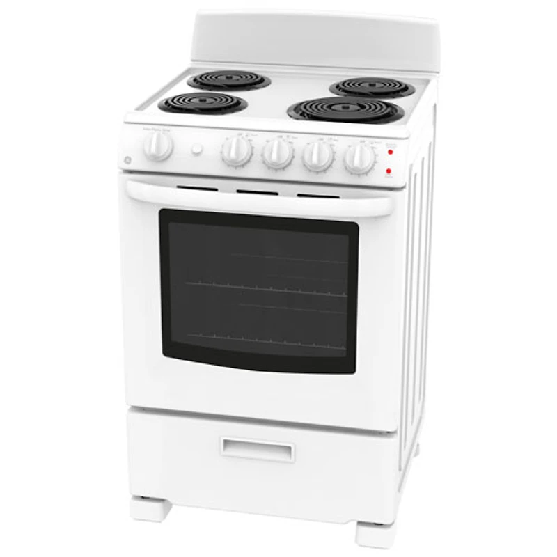 Cuisinière autonome à serpentins de 24 po avec four de 2,9 pi³ de GE (JCAS300DMWW) - Blanc