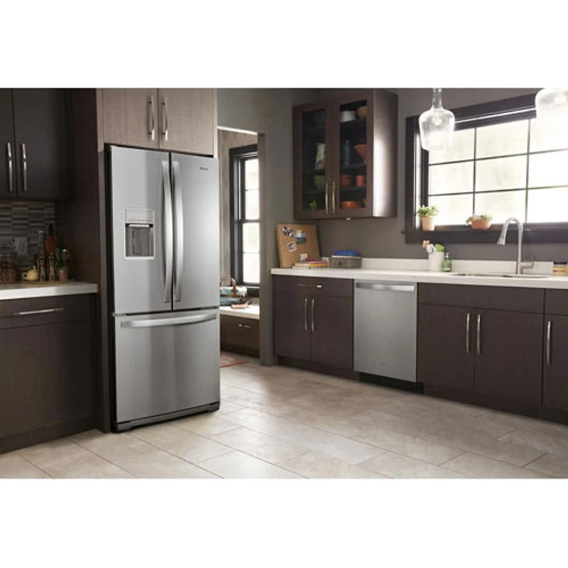 Réfrigérateur à deux portes 19,7 pi³ 30 po avec distributeur d'eau de Whirlpool (WRF560SEHZ) - Inox