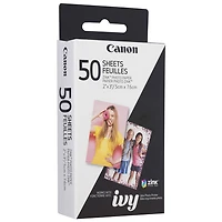 50 feuilles de papier photo de 2 x 3 po ZINK de Canon pour mini imprimante photo IVY