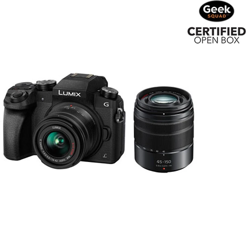 Boîte ouverte - Appareil photo sans miroir LUMIX G7 de Panasonic avec objectifs 14-42 mm et 45-150 mm