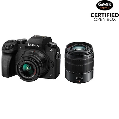 Boîte ouverte - Appareil photo sans miroir LUMIX G7 de Panasonic avec objectifs 14-42 mm et 45-150 mm