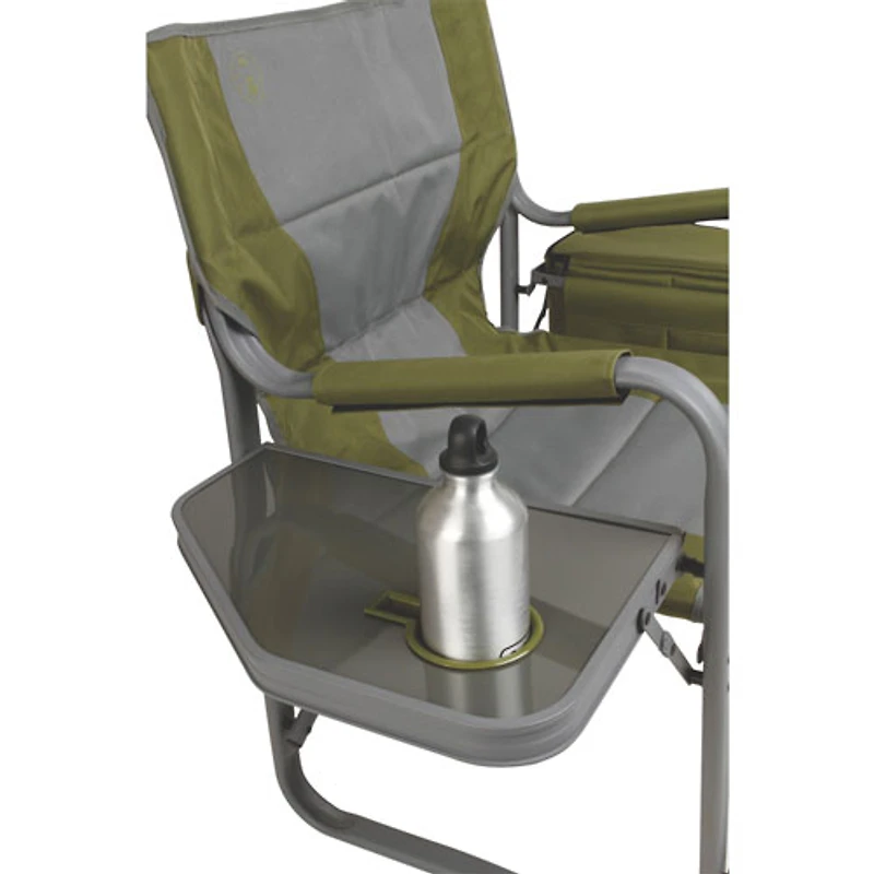 Très grande chaise de camping pliante style réalisateur avec plateau latéral de Coleman - Vert/Gris