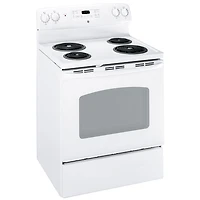 Cuisinière électrique autonome à serpentins/four autonettoyant 5 pi³ 30 po de GE (JCBP240DMWW)-Blanc