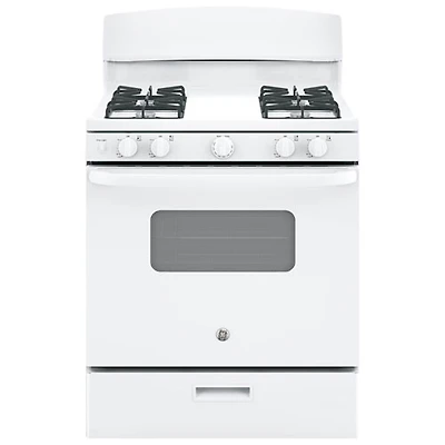 Cuisinière à gaz autonome 4,8 pi³ 30 po avec tiroir de grillage Profile de GE (JCGBS10DEMWW) - Blanc