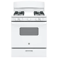 Cuisinière à gaz autonome 4,8 pi³ 30 po avec tiroir de grillage Profile de GE (JCGBS10DEMWW) - Blanc