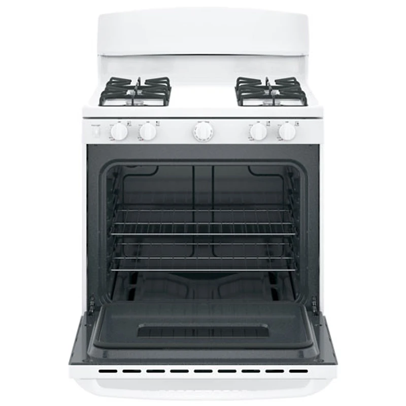 Cuisinière à gaz autonome 4,8 pi³ 30 po avec tiroir de grillage Profile de GE (JCGBS10DEMWW) - Blanc