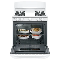 Cuisinière à gaz autonome 4,8 pi³ 30 po avec tiroir de grillage Profile de GE (JCGBS10DEMWW) - Blanc