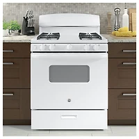 Cuisinière à gaz autonome 4,8 pi³ 30 po avec tiroir de grillage Profile de GE (JCGBS10DEMWW) - Blanc