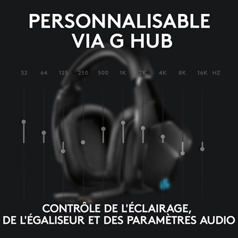 Casque de jeu sans fil RF avec microphone G935 de Logitech - Noir