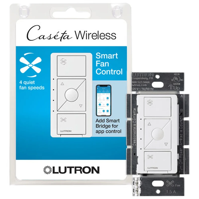 Interrupteur de ventilateur de plafond intelligent Caseta de Lutron