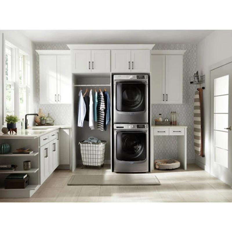 Laveuse à vapeur à chargement frontal de 5,5 pi³ avec cycle de désinfection de Whirlpool - Energy Star (MHW6630HC) - Ardoise métallique