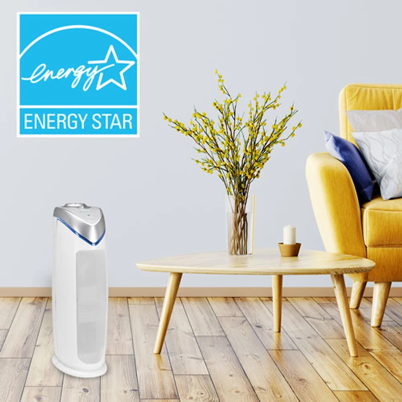 Purificateur d'air vertical 4-en-1 de GermGuardian avec filtre HEPA - Blanc