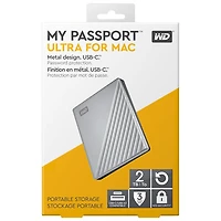 Disque dur externe portatif USB-C My Passport Ultra 2 To WD pour Mac (WDBKYJ0020BSL-WESN) - Argenté