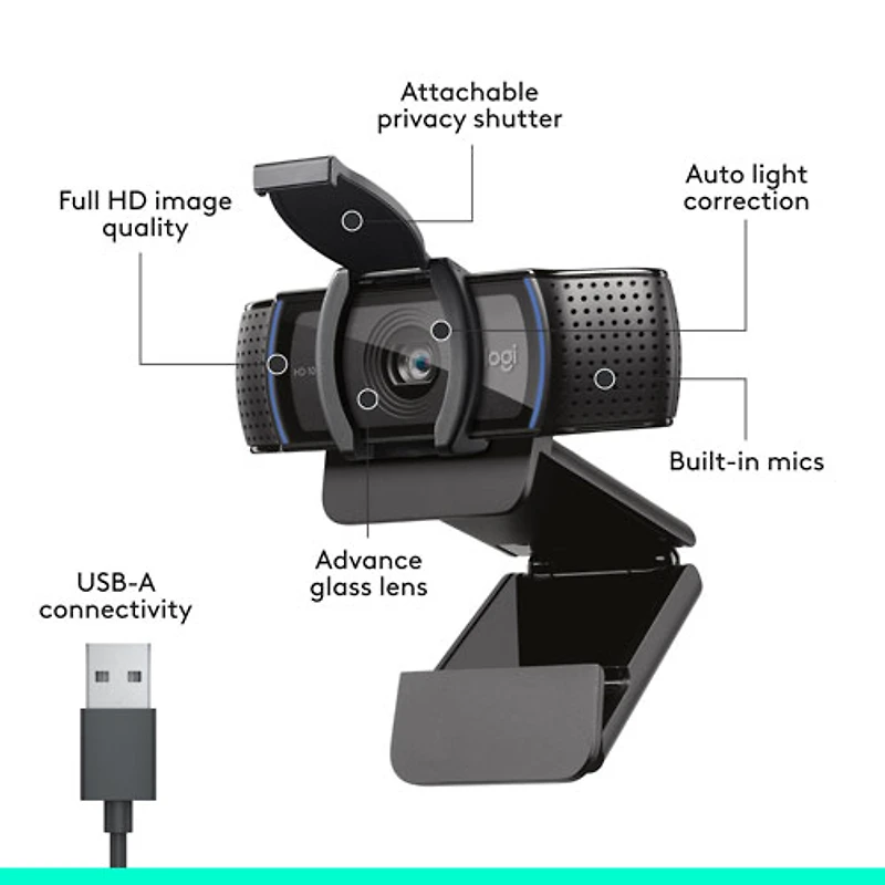 Logitech C920S Pro 1080p 30fps HD Streaming & Gaming Webcam