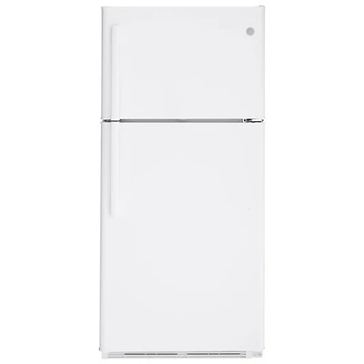 Réfrigérateur à congélateur supérieur 18 pi³ 30 po de GE avec éclairage DEL (GTS18FTLKWW) - Blanc