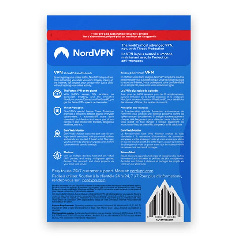 NordVPN Standard (PC/Mac) - 10 appareils - 1 an