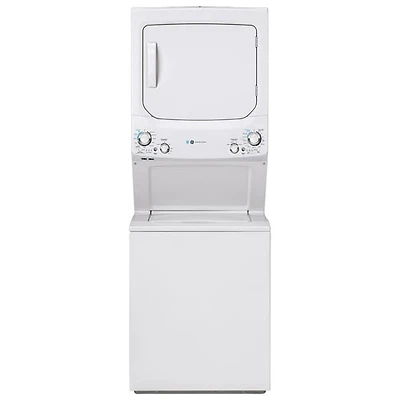 Duo laveuse électrique de 4,5 pi³ et sécheuse de 5,9 pi³ de GE (GUD27EEMNWW) - Blanc