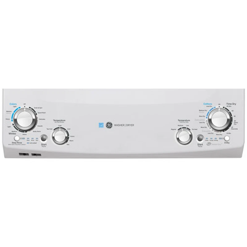 Duo laveuse électrique de 4,5 pi³ et sécheuse de 5,9 pi³ de GE (GUD27EEMNWW) - Blanc