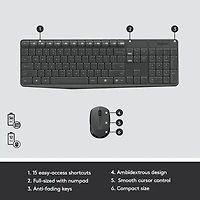Ensemble avec clavier et souris optique sans fil MK235 de Logitech
