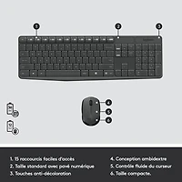 Ensemble avec clavier et souris optique sans fil MK235 de Logitech