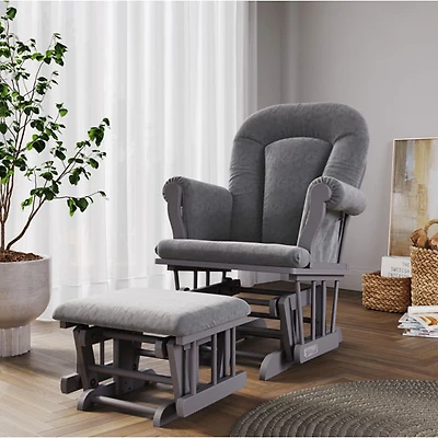 Child Craft Forever Eclectic Cozy Glider Glider and Ottoman Set - Cool Grey/Dark Grey