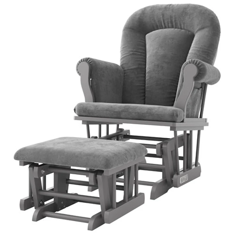 Ensemble à pouf et fauteuil coulissant Forever Eclectic Cozy de Child Craft - Gris pâle/gris foncé