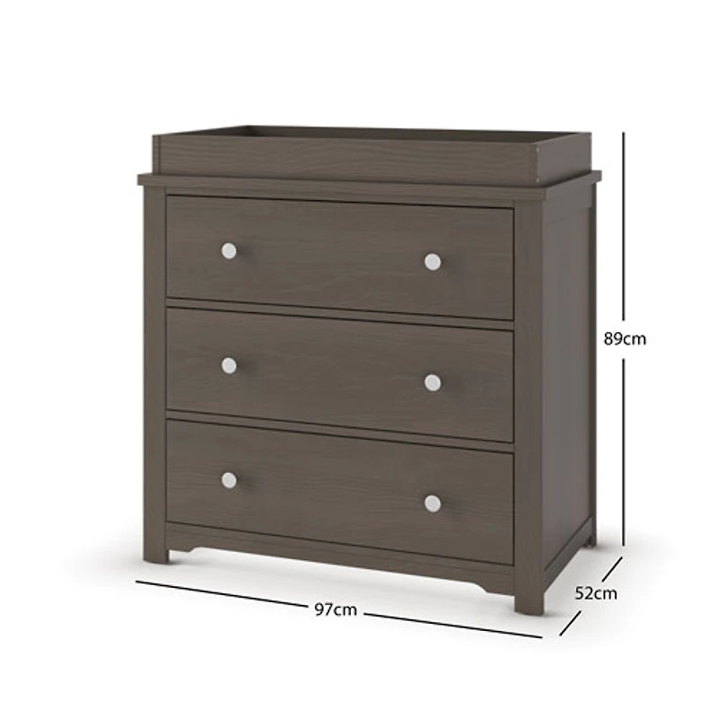 Commode 3 tiroirs Harmony - Gris chic