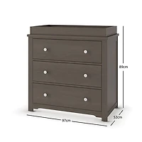 Commode 3 tiroirs Harmony - Gris chic