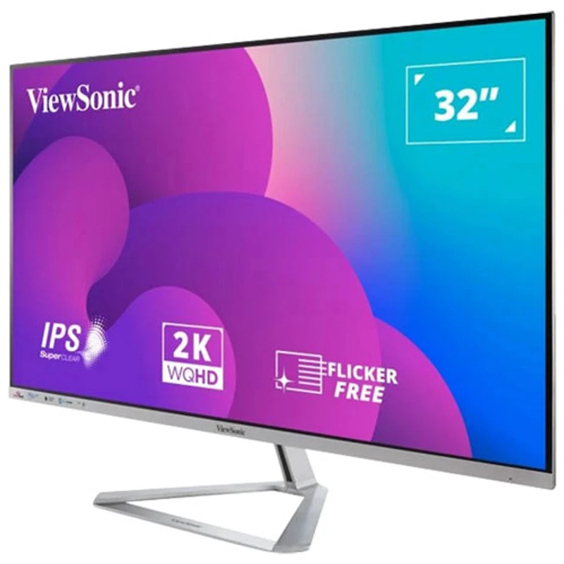 ViewsSonic 32" 2K HD 75Hz 4ms GTG IPS LED Monitor (VX3276-2K-MHD) - Silver