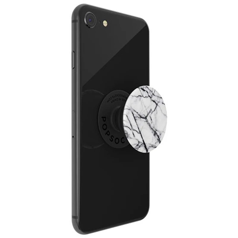 Prise extensible à support universel de PopSockets pour téléphone cellulaire - Blanc marbré colombe