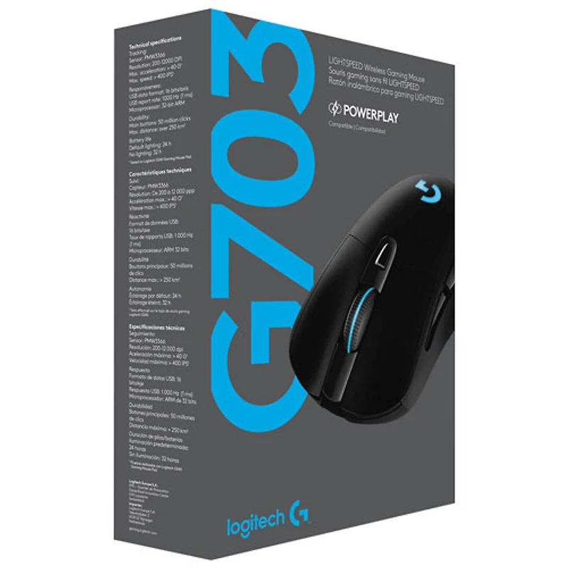 Logitech G703 HERO 25600 DPI Wireless Optical Gaming Mouse - Black