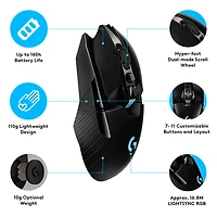 Souris de jeu optique sans fil de 25600 ppp G903 HERO de Logitech - Noir