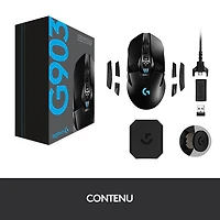 Souris de jeu optique sans fil de 25600 ppp G903 HERO de Logitech - Noir