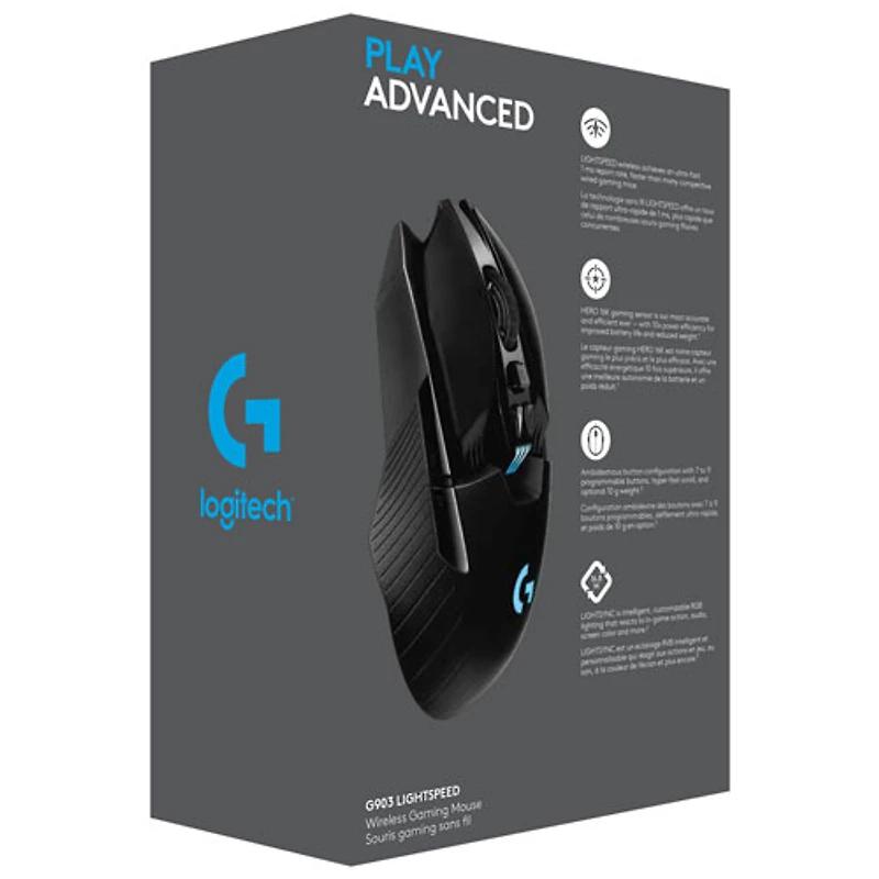 Logitech G903 HERO 25600 DPI Wireless Optical Gaming Mouse - Black