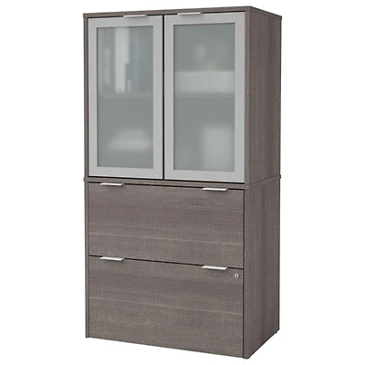 i3 Plus 2-Drawer Lateral File Cabinet with Storage - Bark Grey